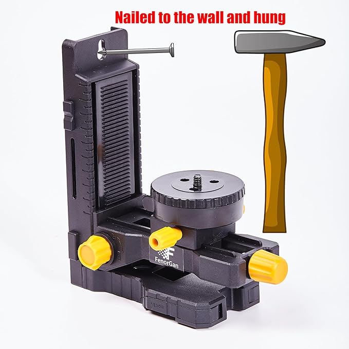 FenoGan laser level accessory kit 360 ° base, upgraded base stability bracket, with 5/8-inch threaded interface, multifunctional magnetic rotating base with tilt angle adjustment, and adjustable clamp