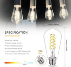 6 PCS ST58 (ST19) LED Edison Bulbs, Dimmable Vintage Antique LED Filament Light Bulbs, 6W Equivalent 60 Watt, Daylight 5000K, 600 Lumens, E26 Base, Clear Plastic