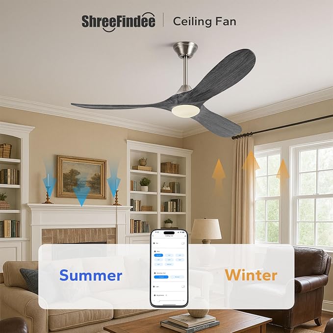 52" Smart Ceiling Fan with Light - Alexa & App & Remote Control, Quiet Reversible Energy Efficient DC Motor, 3CCT Dimmable, Modern Indoor Outdoor Ceiling Fans for Patios Garage Gazebo Porch Bedroom
