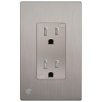 ENERLITES Elite Series Decorator Receptacle Outlet Child Safe Tamper-Resistant, Self-Grounding, Residential Grade, 15A 125V, UL Listed, Brushed Wall Plate Included, 61501-TR-NKWBP, Nickel