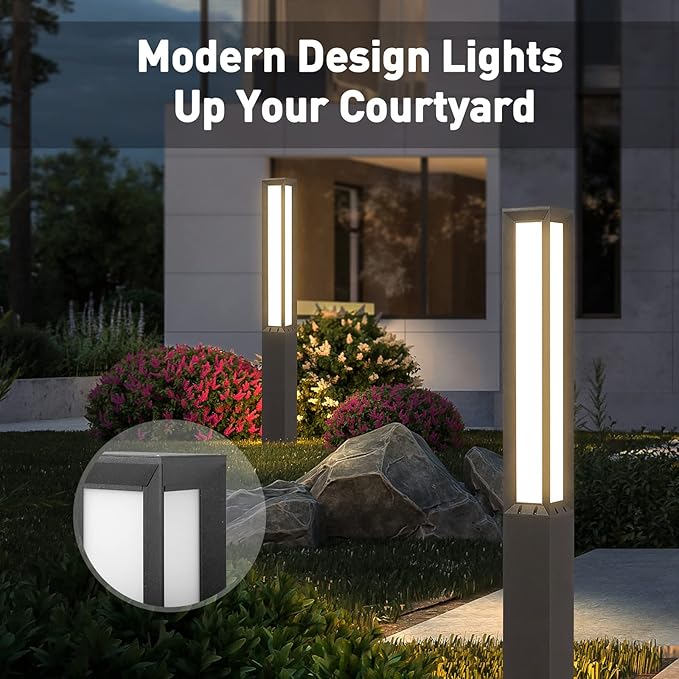 High 71 Inches Landscape Path Light, Outdoor Modern Luxury LED IP54 Waterproof Landscape Bollard Lighting for Lawn Patio Courtyard Driveway Pathway Decoration with High Voltage Wired