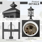 Darkaway Outdoor Post Lights, 21.3inch Large Exterior Post Lantern Lamp Waterproof Aluminum Housing Lamp with Seeded Glass, Fence Pole Deck Lighting for Garden Patio Pathway Driveway