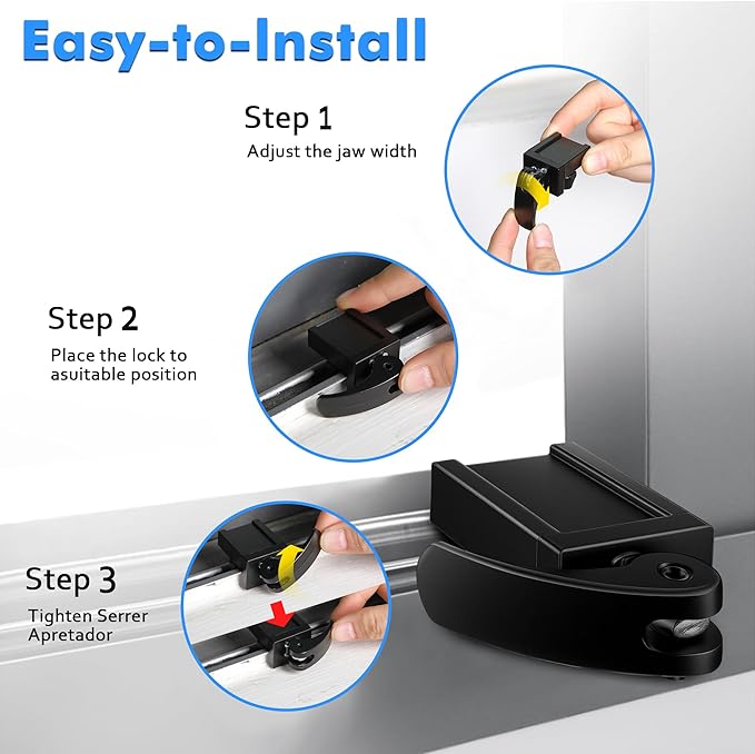 5 Pack Window Locks, Diecast Durable Design, Compatible with Horizontal and Vertical Window, Fit 1/16 inch(0.16cm) up to Wide Rail Easy Installation, Enhanced Safety (Black)