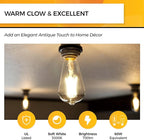 Hizashi LED Edison Bulbs, 6W, Equivalent 60W, 3000K Soft White, Dimmable E26 LED Bulb, 95+ CRI 700 Lumens, ST19 Vintage Light Bulbs, Clear Glass, Pack of 6