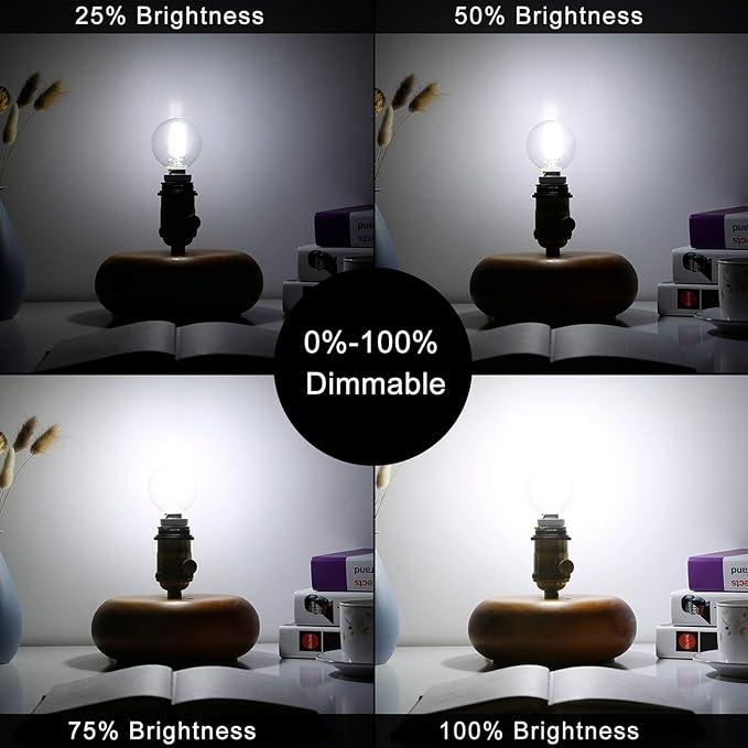 LiteHistory Dimmable e12 led Bulb g16.5 led Light Bulbs g16 Candelabra Bulbs 4W=40W Edison Bulb Daylight 5000K 400lm ac120v g50 Globe Light Bulbs for Chandelier,Vanity,Ceiling Fan Light Bulbs 6Pack