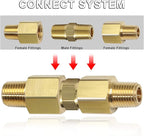 KOOTANS 1/4 NPT x 1/4 NPT Male Solid Brass Hex Nipples, Heavy Brass Pipe Adapter Fittings Equal Nipples Connectors 4Pieces