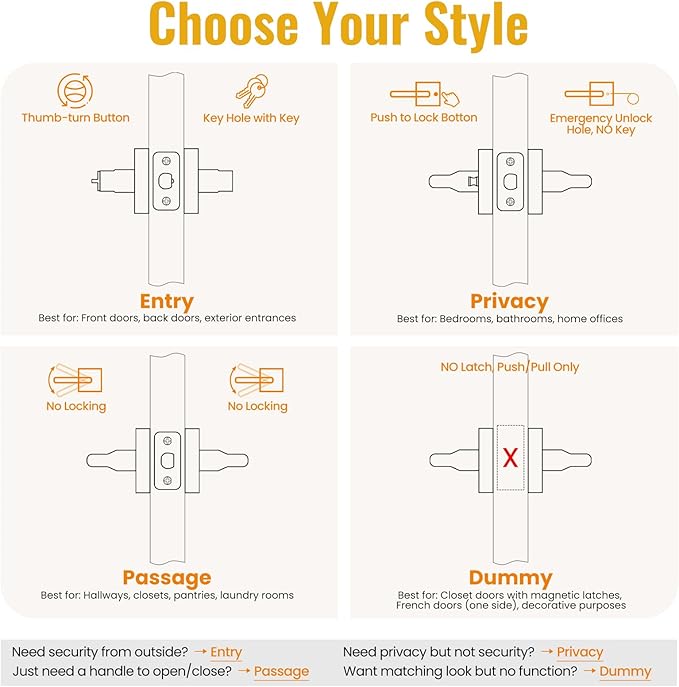 HOSOM Entry Door Handle with Lock and Key, Commercial and Residential Area, Exterior Modern Entrance Door Lever Heavy Duty Door Lock for Front Door, Satin Nickel