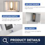 4 Pack LED 20W Outdoor Wall Lights Exterior/Interior 3 Colors Adjustable Wall Sconce Up and Down Light Porch Lights IP65 Waterproof Exterior Wall Sconce Modern Outdoor Lighting Square Aluminum White