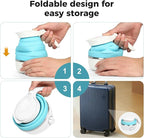 Travel Foldable Electric Kettle, 110V Collapsible Travel Kettle Electric Food Grade Silicone Portable Foldable Electric Kettles 850W Fast Boiling Water 700ml Kettle Electric Portable (Blue)