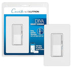 Lutron Diva Smart Dimmer Light Switch with Wallplate for Caseta Lighting (Lutron Smart Hub Required), for LED Lights, 150W, Single-Pole/3-Way, No Neutral, White (DVRFW-6L-WH-A)
