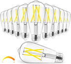 Hizashi Vintage LED Edison Bulb Dimmable, 6W Equivalent 60W, 4000k Neutral White, E26 Base Led Light Bulbs, 700LM, High CRI 95+ Eye Protection, Clear Glass, Pack of 12
