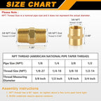 KOOTANS 12pcs Brass Pipe Fitting, NPT Hex Nipple, Coupling, 3/8" x 3/8" NPT Male Pipe, 3/8" x 3/8" NPT Female Pipe Fittings Set (6 Nipple & 6 Coupling)