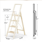 GameGem 4 Step Ladder Folding Step Stool Stepladders with Anti-Slip and Wide Pedal for Home and Kitchen Use Space Saving (White)