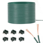 SPT-2 Wire 18 Gauge 100 Ft And 6 Vampire plugs,Is a Flexible Two Core Parallel Connection Cable for light Strings And low Voltage Equipment Suitable for Indoor And Outdoor Can Be Directly Buried Green