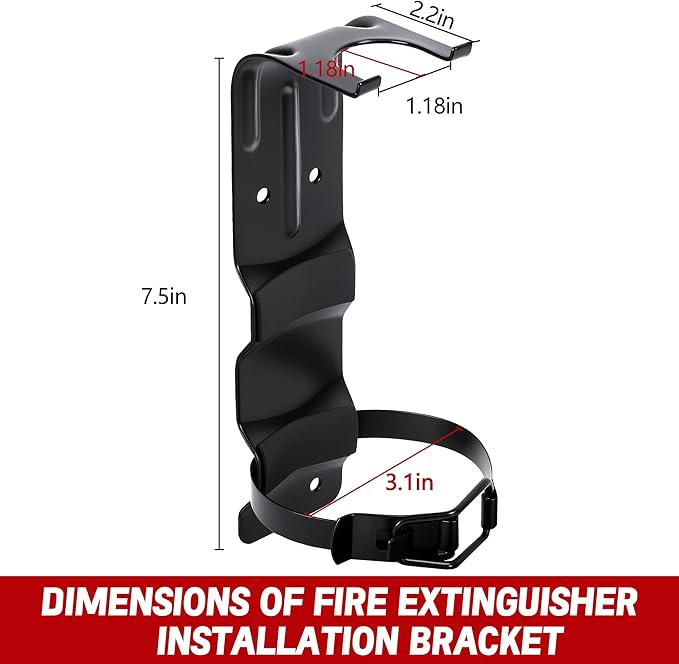 2 Pack Fire Extinguisher Brackets- 2.5 LB Fire Extinguisher Wall Mount Bracket- Metal Heavy Duty Fire Extinguishers Holder for Home, Car, RV, Truck, Mini Fire Extinguishers (Non-Universal)