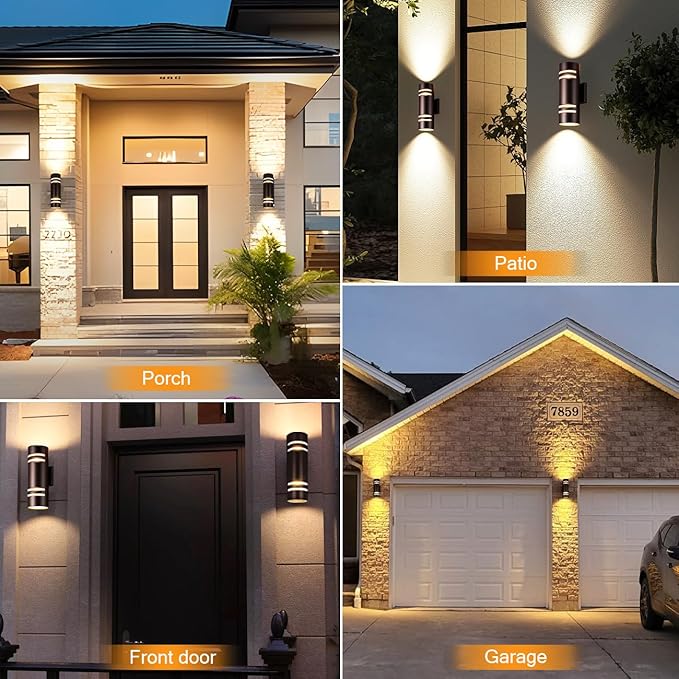 wowlite Dusk to Dawn Outdoor Lighting 2 Pack, Modern Outdoor Wall Lights Exterior ETL Listed, Oil Rubbed Bronze Cylinder Outdoor Sconce Lights, Waterproof Outside Lights for House Porch Garage