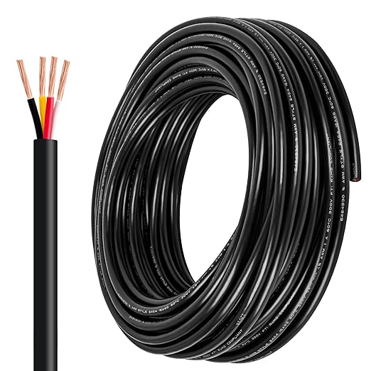 14 Gauge 4 Conductor Electrical Wire 14 AWG 4 Wire Oxygen-Free Copper PVC Stranded 100FT 14/4 Wire for LED Lighting Outdoor Low Voltage Extension Cable, Automotive etc (14AWG-4C, 100FT)