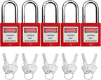 SAFBY Lockout Tagout Locks, Safety Padlock, Keyed Differently Loto Safety Padlocks for Lock Out Tag Out Kits Station (Red 1-10)