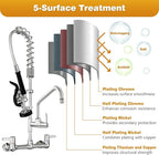 Commercial Kitchen Faucet with Sprayer for Restaurant-Chefs: BESTJEEF Commercial Sink Faucet for Cook - 25" Height 8" Center Wall Mount Kitchen Faucet with Stainless Spring Spray and 10" Add-On Spout