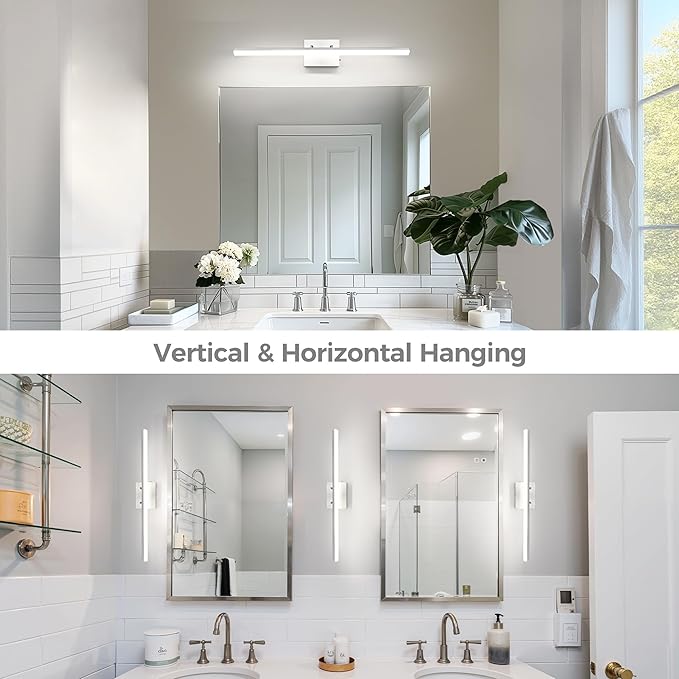 L LOHAS LED 31.5-Inch Bathroom Vanity Light Bar Over Mirror, Brushed Nickel Modern Bathroom Light Fixtures, 3CCT Adjustable LED Vanity Lights for Living Room Wall