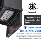 Porch Lights with GFCI Outlet,Dusk to Dawn Motion Sensor Outdoor Lights,3 Light Modes Black Front Door Lights,Waterproof Outside Wall sconces for House Patio Garage (2 Pack)