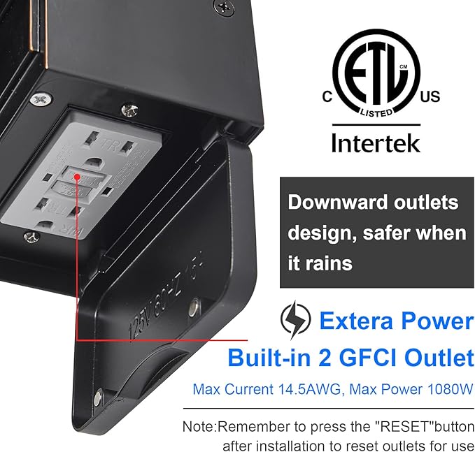 Porch Lights with GFCI Outlet,Dusk to Dawn Motion Sensor Outdoor Lights,3 Light Modes Black Front Door Lights,Waterproof Outside Wall sconces for House Patio Garage (2 Pack)