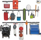 Rubbermaid 20-Piece FastTrack Garage Wall-Mounted Storage Kit 5 Rails and 15 Hooks for Home/House/Tool/Sports/Utility Purposes