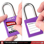 TRADESAFE Lockout Tagout Locks Set - 7 Purple Loto Locks, Lockout Locks Keyed Different, 2 Keys Per Lock, OSHA Compliant Lock Out Tag Out Padlocks, Safety Padlocks for Electrical Lockout Tag Out Kits