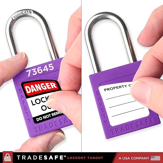 TRADESAFE Lockout Tagout Locks Set - 7 Purple Loto Locks, Lockout Locks Keyed Different, 2 Keys Per Lock, OSHA Compliant Lock Out Tag Out Padlocks, Safety Padlocks for Electrical Lockout Tag Out Kits