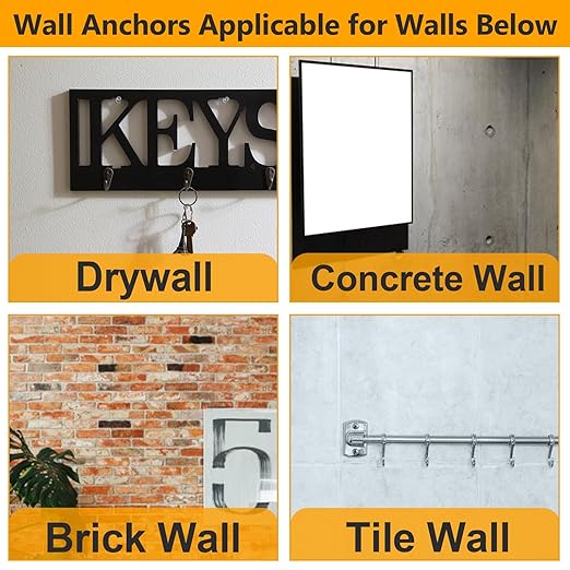 KURUI Drywall Anchors Assortment Kit for Sheetrock Concrete Brick, 350Pcs Wall Anchors and Flat Head Screws, 5 Sizes Picture Hanging Set for Bedroom/Office Wall Art Decor, House Warming Gifts New Home