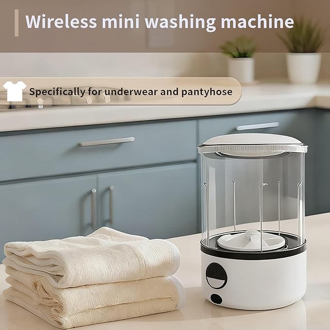Portable Washing Machine, Mini Compact Single Tub Washer for Deep Clean Small Laundry, Ideal for Socks, Underwear, Baby Clothes, Apartments, Dorm, Travel, Camping