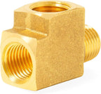 ChillWaves Brass Pipe Fitting, Barstock Male Run Tee 1/2" NPT Female x 1/2" NPT Female x 1/2" NPT Male Thread Adapter(1-PACK)