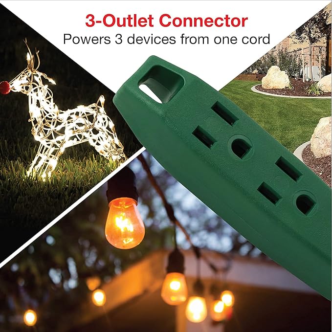 Clear Power 16 Gauge 3Prong Cords (3 Outlets, Green, 9 ft)