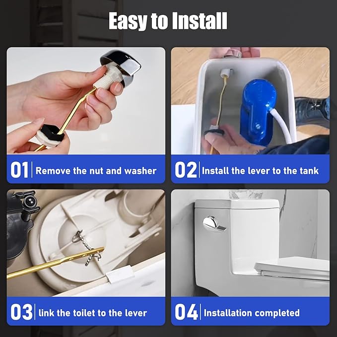 for TOTO Toilet Handle Replacement Parts Kit, Side Mount Toilet Flush Handle for TOTO Kohler Toilet Tank, Universal THU068#CP Trip Lvr for St743S (Zinc Alloy & Copper Lever)