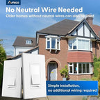 Amico 12 Pack Light Dimmer Switch, No Neutral Wire, Single Pole or 3-Way, for Dimmable LED/CFL (150W) & Halogen/Incandescent (600W), Slide to Dim, White with Wall Plates Included, UL Listed