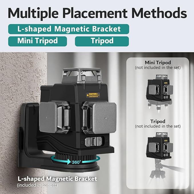 JEPPO Laser Level 360 Self Leveling,3x360° Cross Line Green Laser Level，3D Lazer Level for construction and picture hanging,APP Remote Control,with 5000mAh Rechargeable Battery,Magnetic Rotating Stand