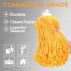 Matthew Microfiber Mop Replacement Compatible with Microfiber Cloth Mop Refill,Stainless Steel Spin Mop Replacement 54" Handle with Wet Mop for Floor Cleaning (2 Mop Heads w/1 Handle)-Orange