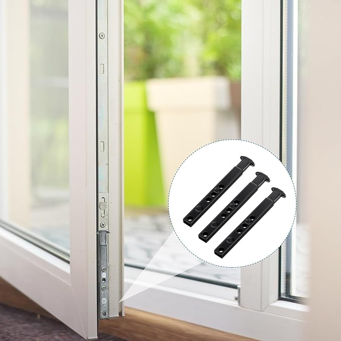 Zonon 6 Pcs 4 Hole Die Cast T Shaped Pivot Bar 3 Inches Mental Window Pivot Bar Sturdy Window Replacement Parts for Home Replacement (Black)