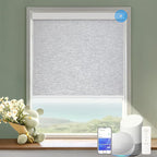 Motorized Blinds with Remote Cordless Automatic Motorized Shades Custom Blinds for Windows Smart Curtains Compatible with Alexa Google Home(Blackout Jacquard Grey,W61 x H72in)