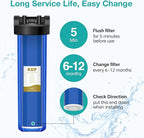 SimPure 20" x 4.5" Carbon and KDF Filters, Whole House KDF/GAC Heavy Metal Water Filter Cartridge Replacement for DB20P, DB20P-3KDF (4 Pack)