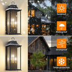 25" Outdoor Light Fixture Large Dusk to Dawn Outdoor Wall Lights, Black Exterior Light Fixture, Outside Coach Lights Wall Mount Waterproof Outside Light Fixtures for House Garage Porch Patio