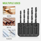 Greenworks 14 Pcs Black Oxide Drilling Bit Set,135 Degree Split Point, Black Oxide Coated, For Plastic, Wood and Metal