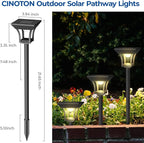CINOTON 8 Pack RGBCW Solar Pathway Outdoor Lights, 3 Lighting Modes Solar LED Garden Lights, IP65 Waterproof Outside Solar Powered Landscape Lighting for Sidewalk Driveway Backyard RGB/Warm/Cold White