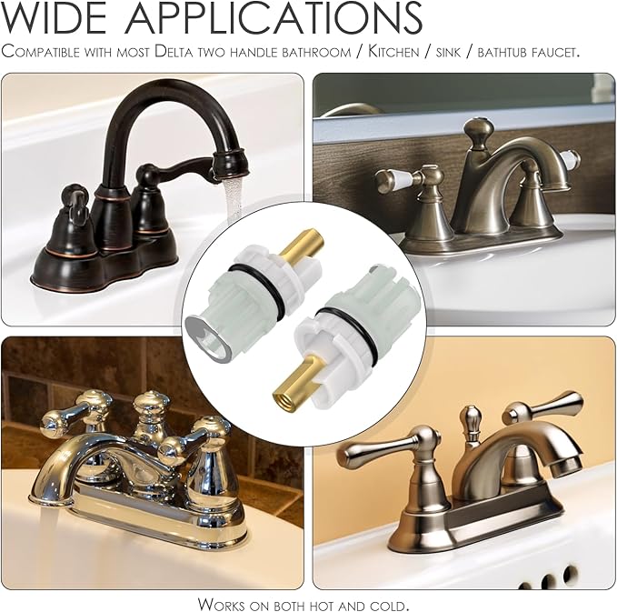 RP25513 Faucet Stem Replacement for Delta two handle Faucet Repair Kit Includes RP24096 Cartridge RP4993 Seat and Spring RP24097 Turn stop1/4, 4 pack