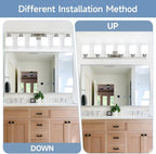 6-Light Bathroom Vanity Light,Brushed Nickel Vanity Lights with Square Frosted Glass,Modern Bathroom Wall Lights Fixtures Over Mirror,Wall Sconces Lighting for Bedroom Living Room,E26