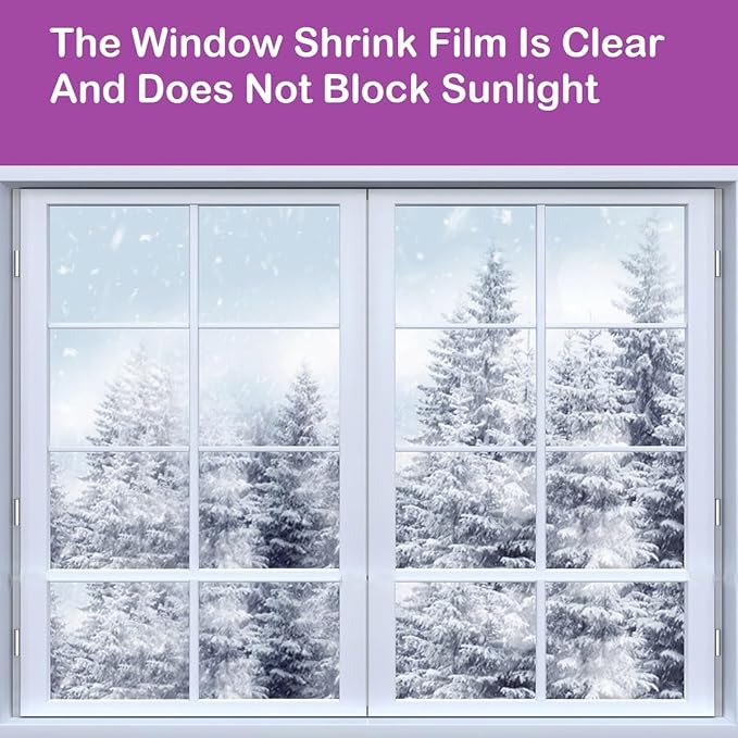 Indoor Window Insulation Kit, Clear Window Film for Heat and Cold (10 Windows(62x420))
