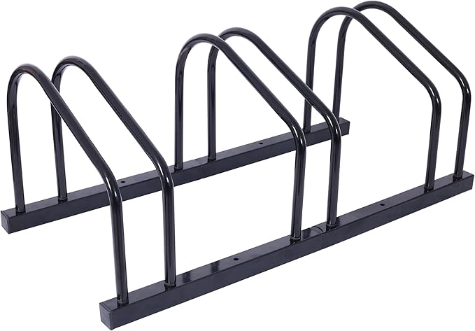 Bike Floor Stand for Indoor Garage Outdoor Parking 22”-28" Wheel Tire Width up to 2.15" Bikes Storage Rack with Mounting Holes for Floor or Wall Mount for 3 Bicycles
