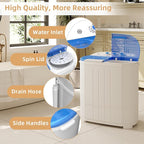 Zynkez Portable Washing Machine, 14Lbs Compact Twin Tub Laundry Washer, Semi-Automatic 9Lbs Washer and 5Lbs Spinner Combo for Apartments, Dorms, RVs