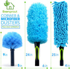 EVERSPROUT Duster 3-Pack | Hand-Packaged Cobweb Duster, Microfiber Feather Duster, Flexible Ceiling Fan Duster | Twists onto Standard ACME Threaded Poles (Pole Sold Separately) (Medium-Stiff Bristles)