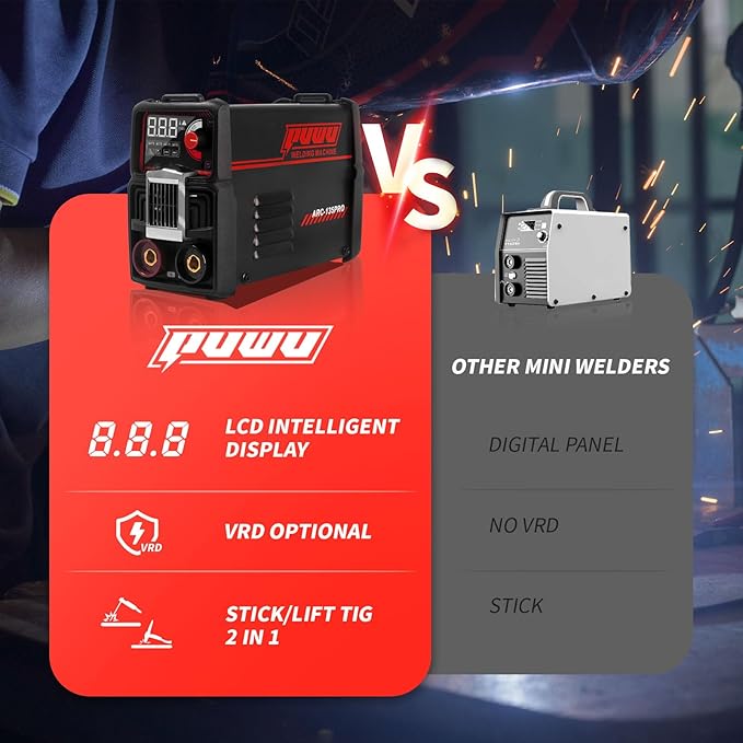 110V 135A Stick Welder Lift Tig Welder Portable Welding Machine with Overheat Protection,Electrode, Digital Screen, Quick Connector with Hot Start - MINI MMA Arc Welder